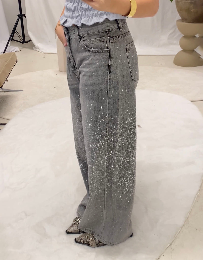 Sparkly wide leg jeans