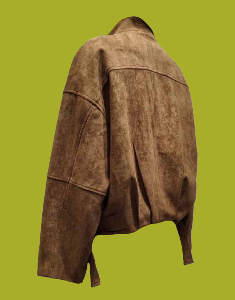 Straight sleeve vegan suede jacket