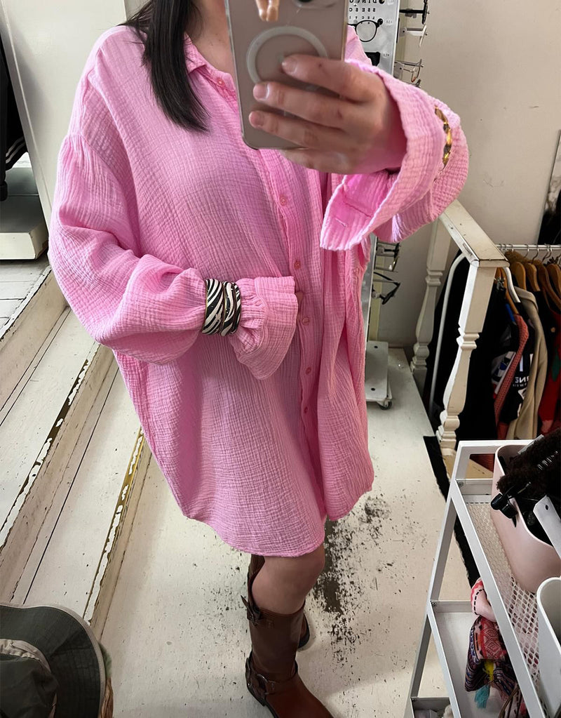Textured long sleeve blouse