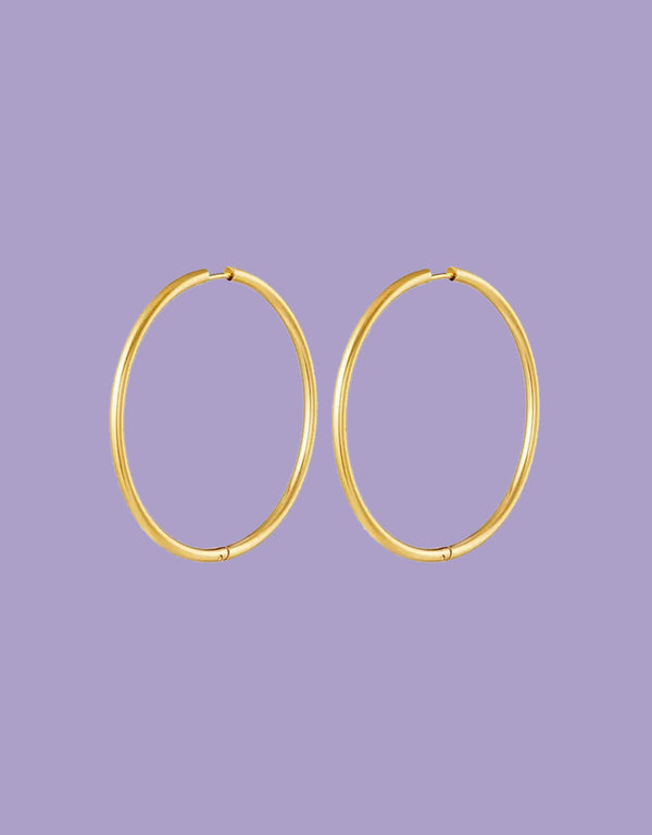 Thin large hoop earrings