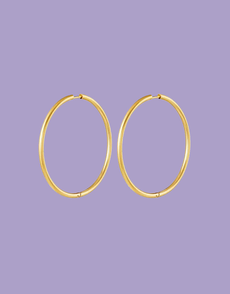 Thin medium hoop earrings
