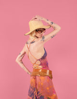 Tie dye side split dress