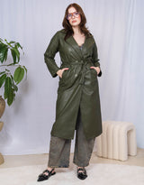 Vegan leather double breasted trenchcoat