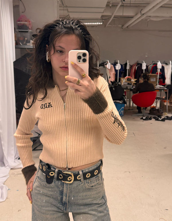 Vegan leather big open studs belt