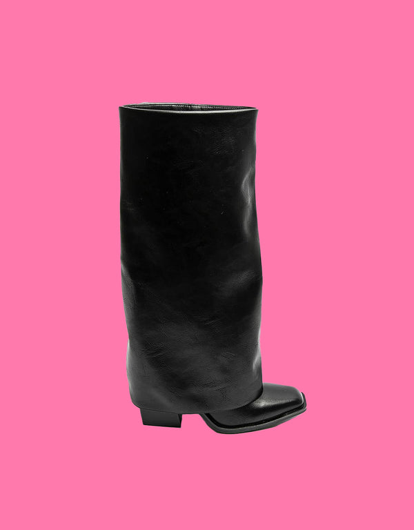 Vegan leather fold over boots