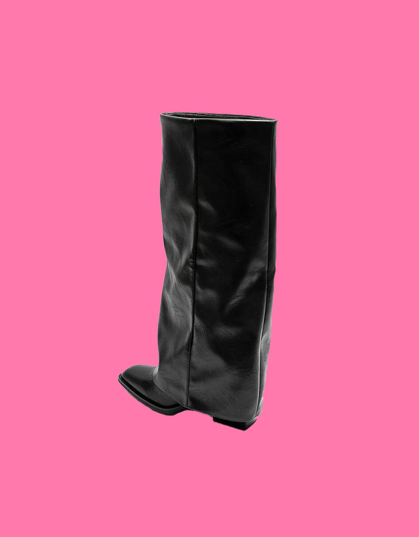 Vegan leather fold over boots