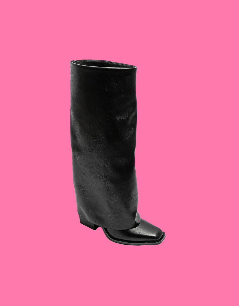 Vegan leather fold over boots