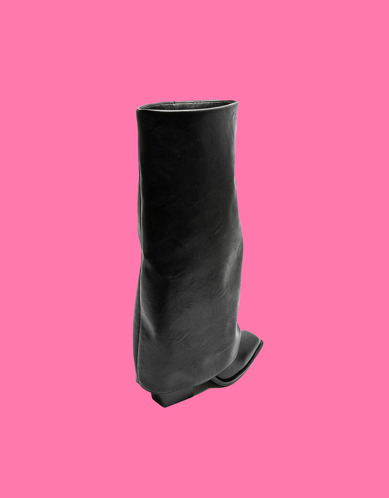 Vegan leather fold over boots