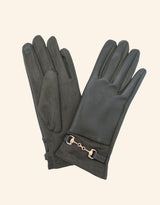 Vegan leather horsebit detail gloves