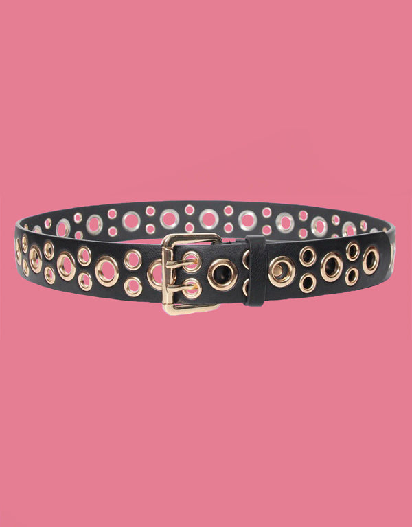 Vegan leather open studs belt