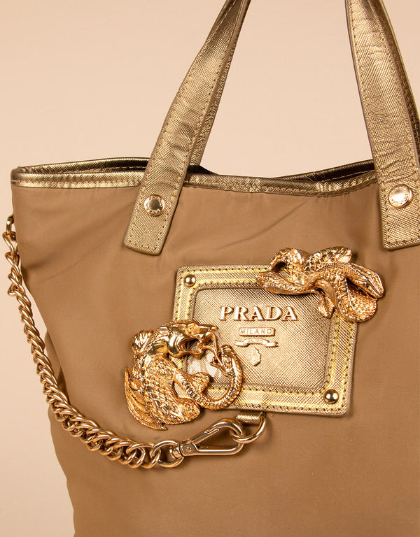 Vintage Prada chain detail tote bag