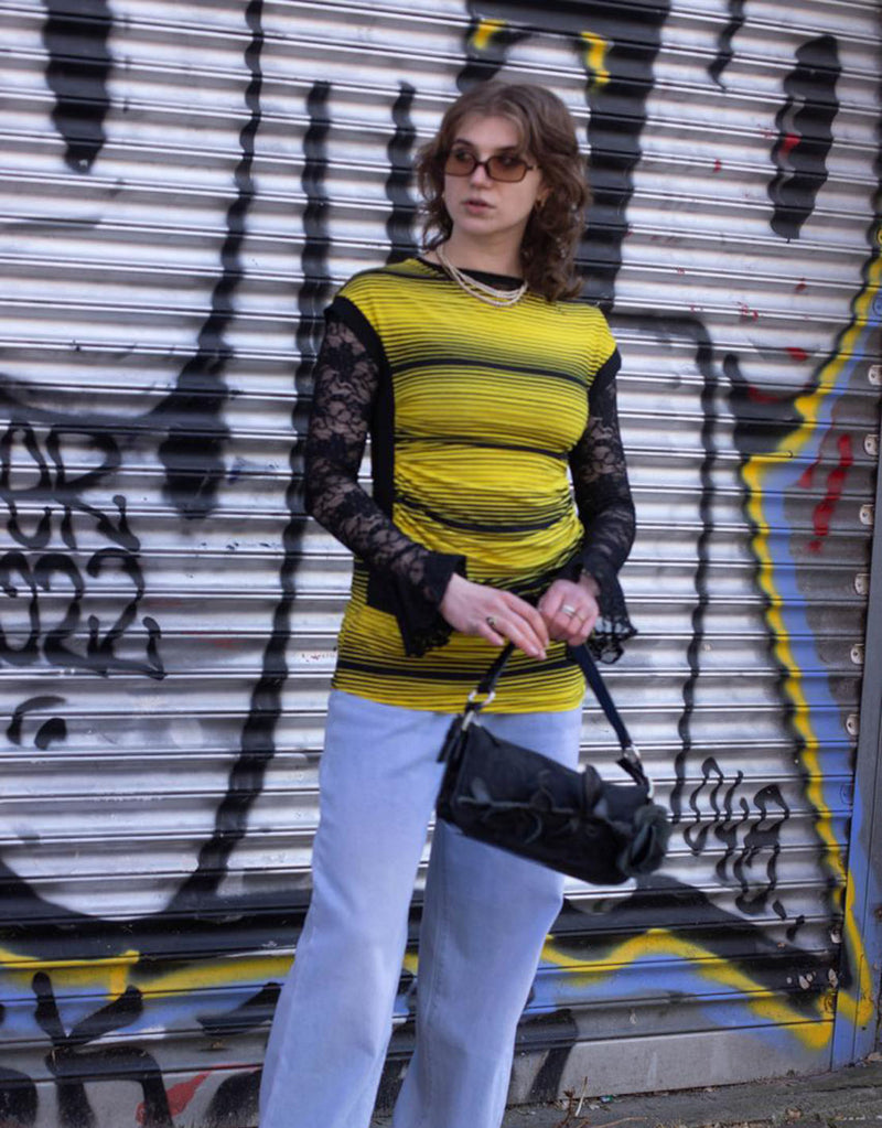 Vintage Y2K belted striped long top