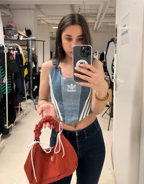 Vintage customized Adidas corset striped crop top