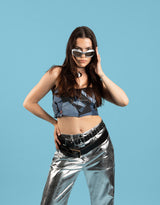 Vintage customized Levi’s patchwork bandeau top