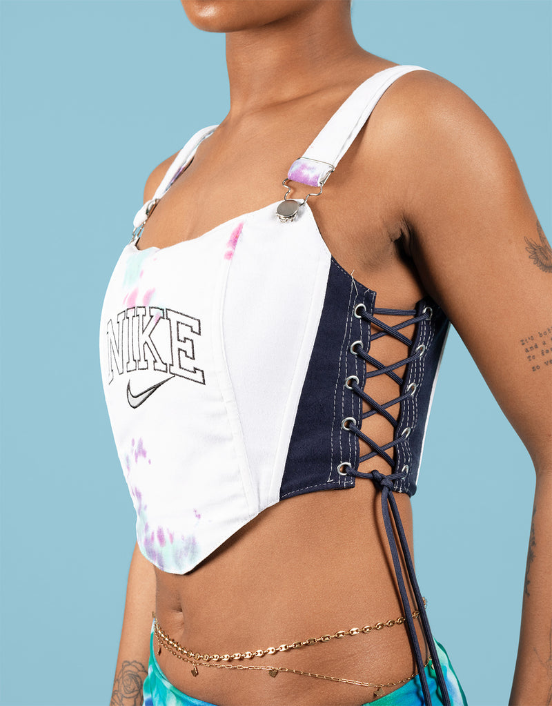 Nike Reworked Patchwork Corset Top. This item is