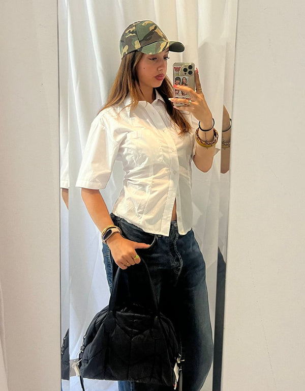 Vintage customized back tie short sleeve blouse
