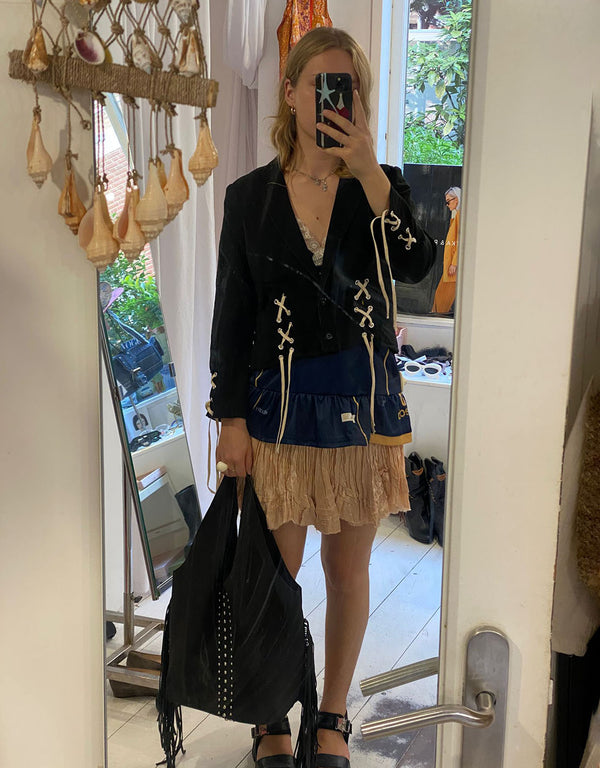 Vintage customized bow detail cropped jacket