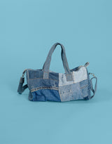 Vintage customized denim patches travel bag