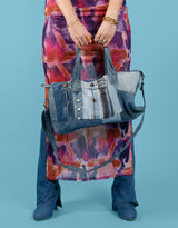 Vintage customized denim patches travel bag