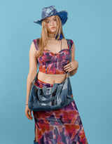 Vintage customized denim patches travel bag