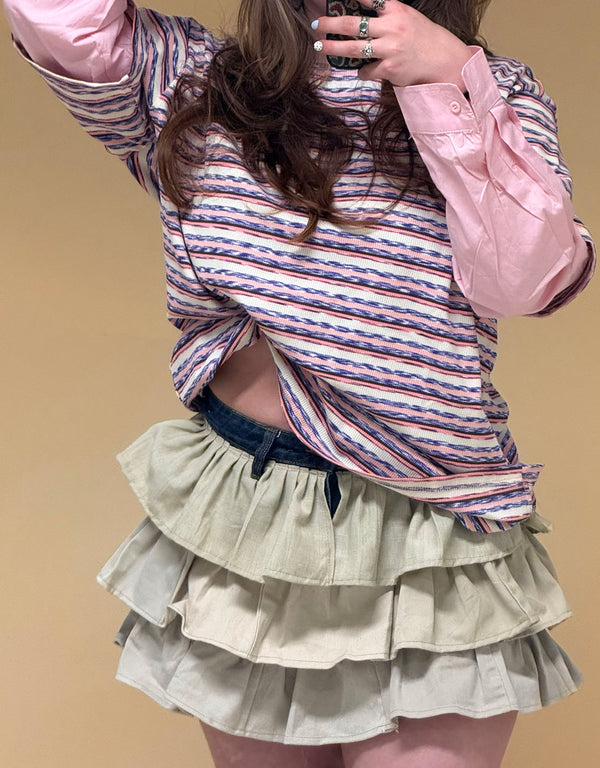 Vintage customized denim ruffle skort