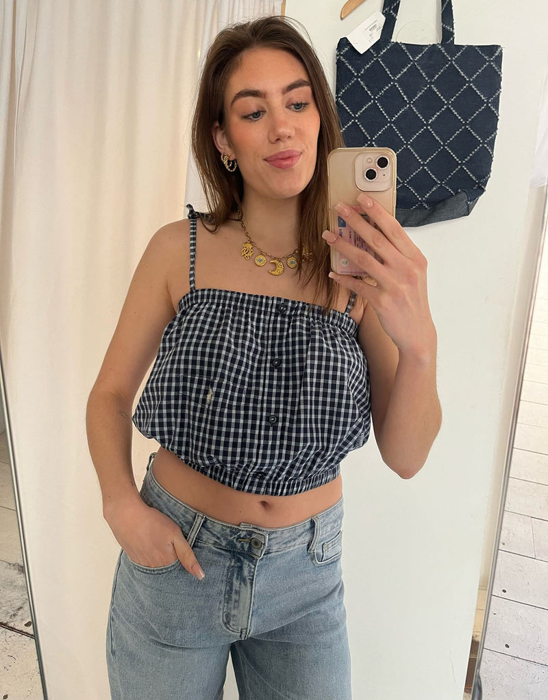 Vintage customized gingham print top