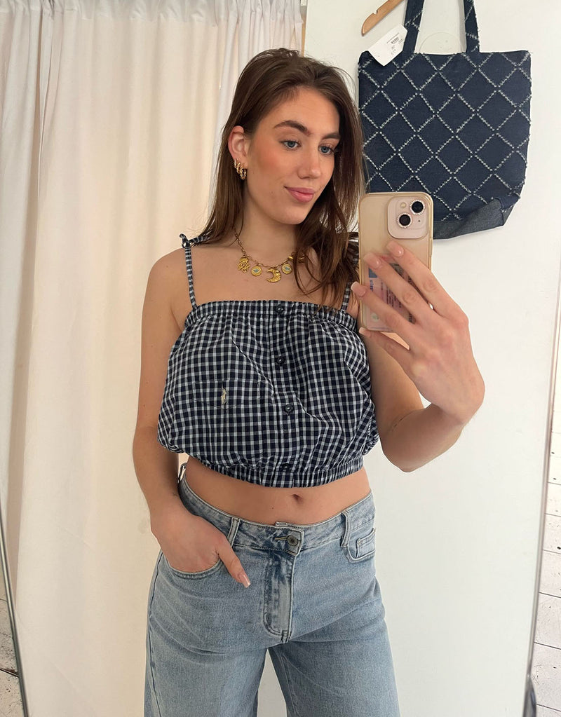Vintage customized gingham print top