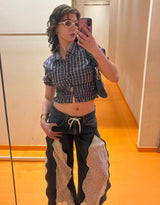 Vintage customized lace zipper jeans