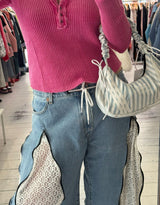 Vintage customized lace zipper jeans