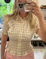 Vintage customized Ralph Lauren smocked check top