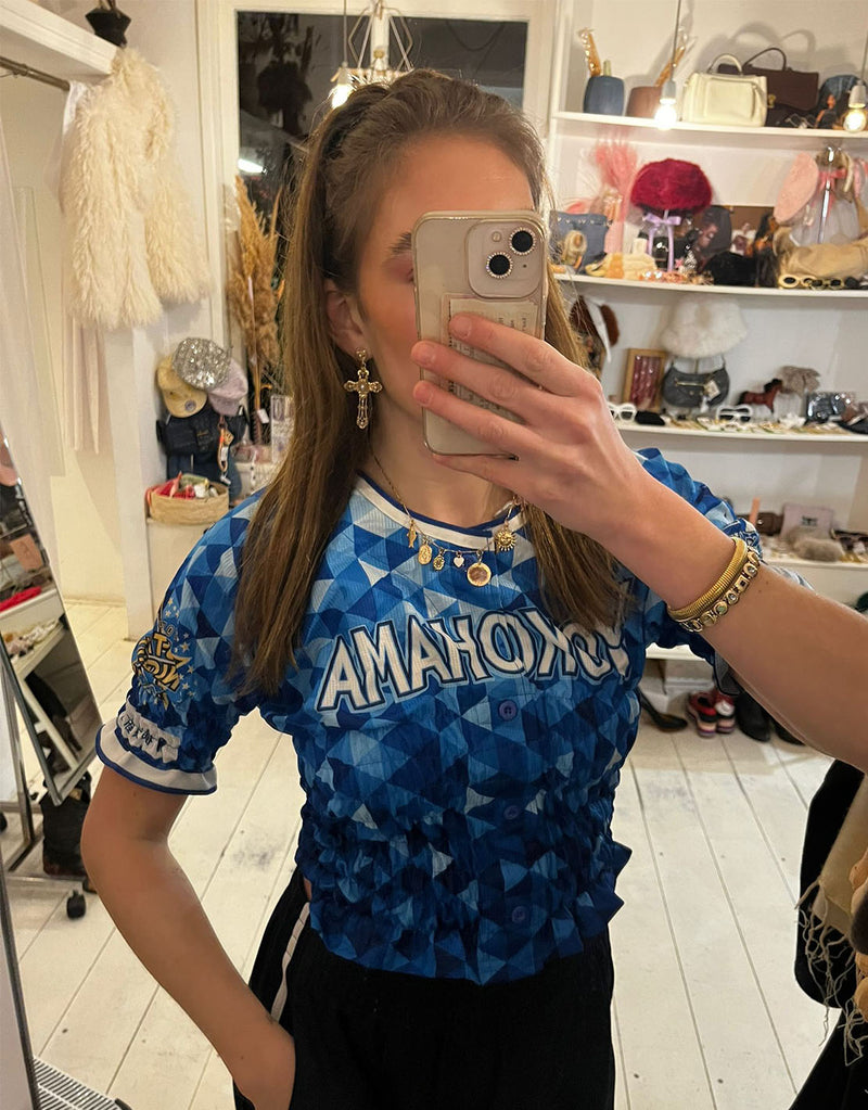 Vintage customized sporty button top
