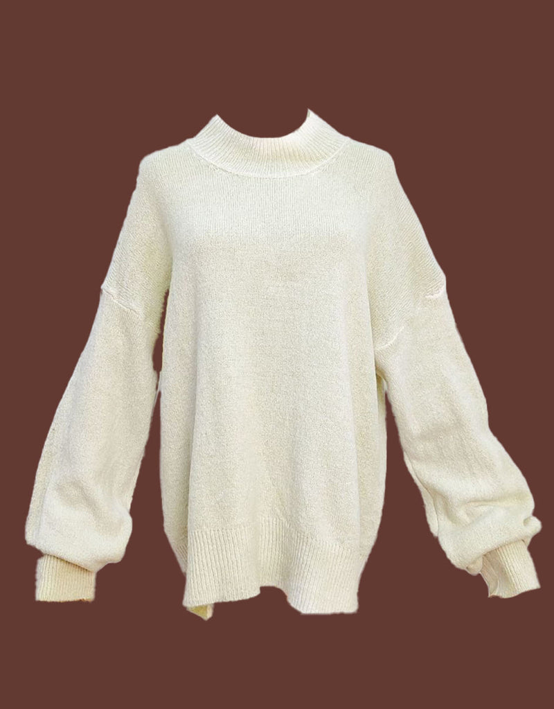 Wool blend soft knit sweater