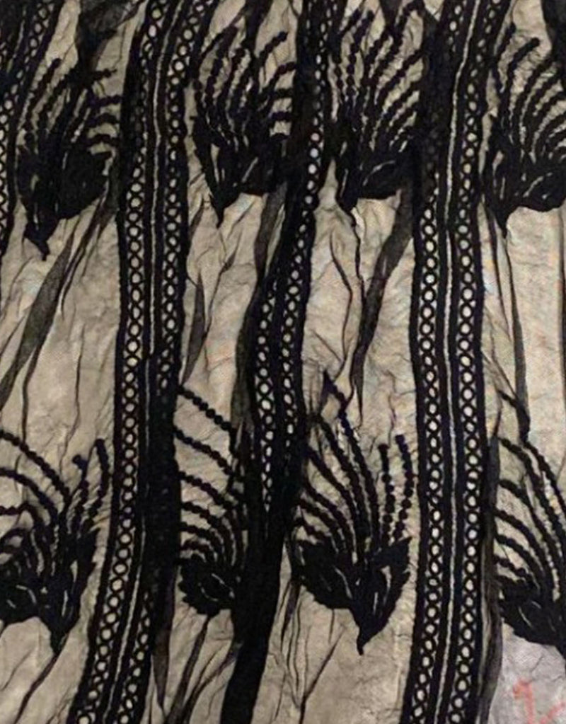 Front tie sheer bird pattern kimono