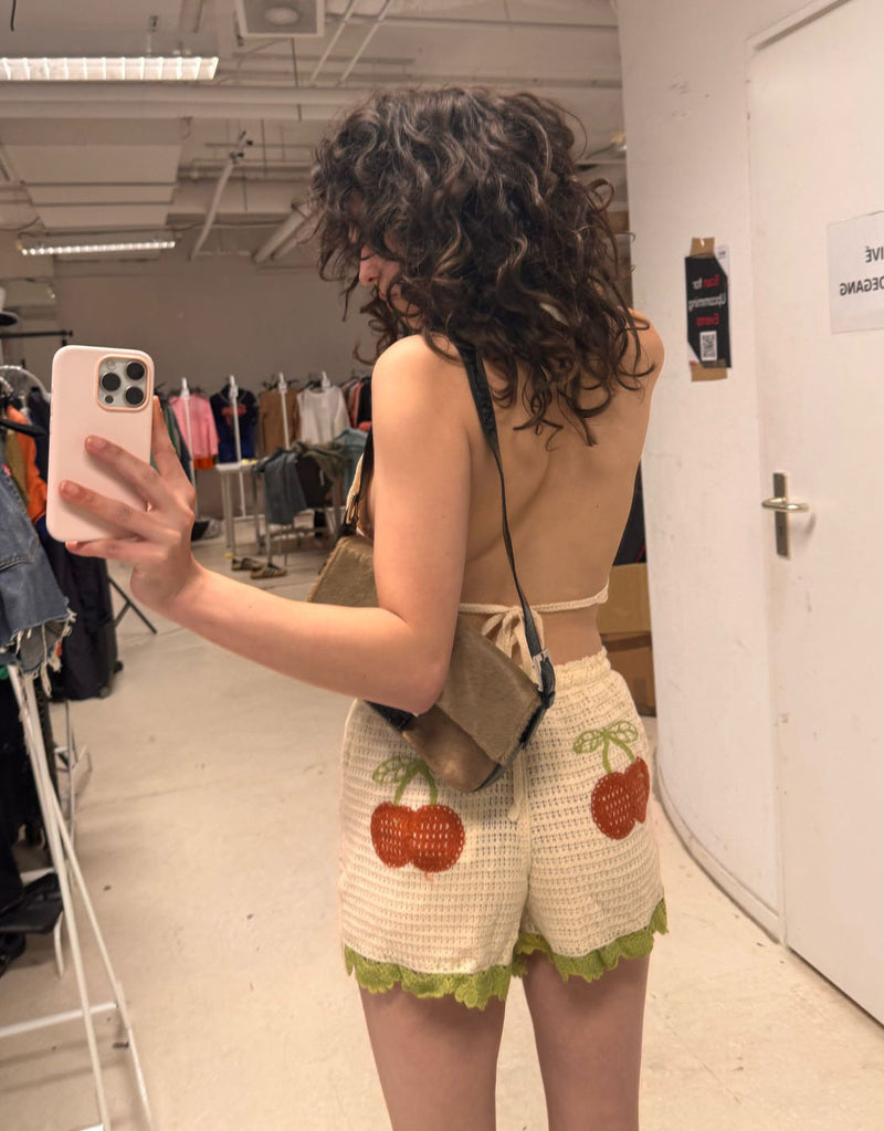Cherry print crochet short