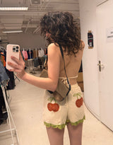 Cherry print crochet top