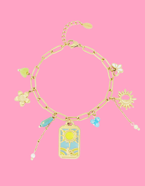 Colorful charms linked bracelet