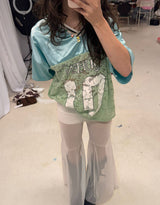 Flared flowy mesh trousers