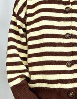 Wool blend striped button down cardigan