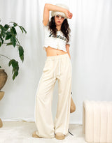 Wide leg drawstring trousers with side detail