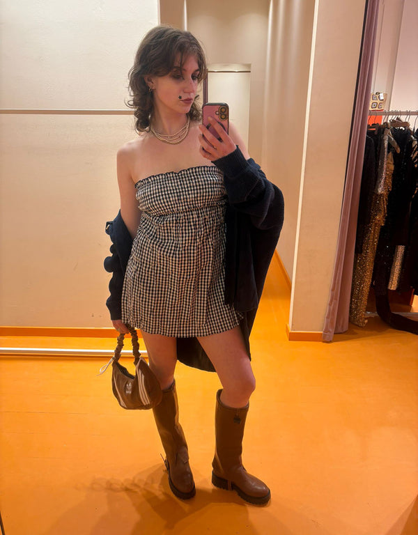 Free people smocked gingham mini dress
