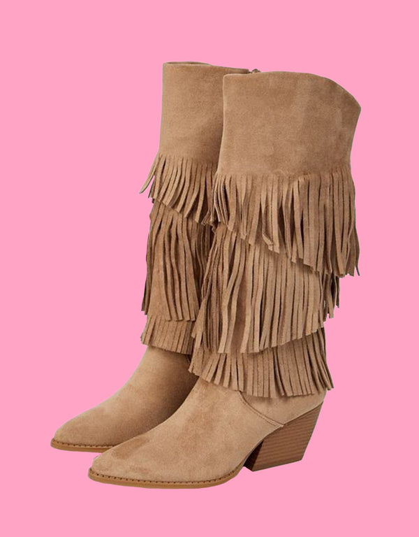 High fringe boots