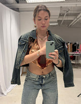 Sparkly mid waist wide jeans