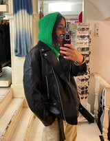 Knitted hood with buttons