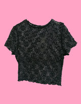 Lace small flower short sleeve top