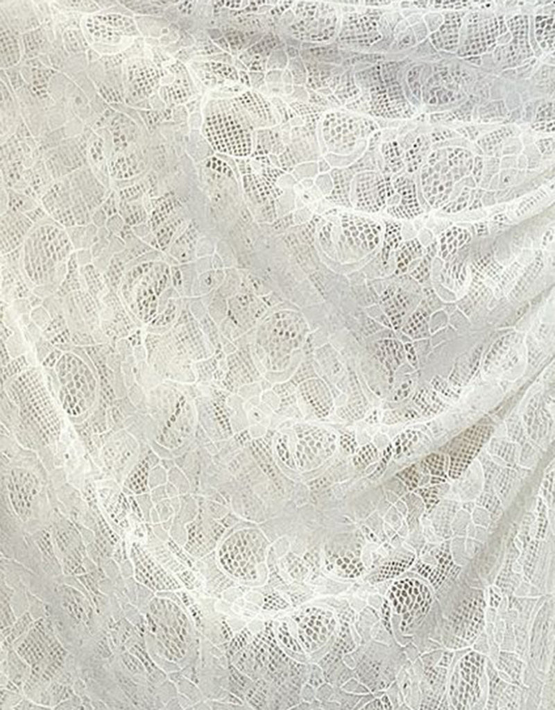 Lace scrunch long skirt