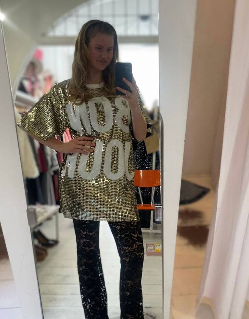 Sequin bonjour T-shirt dress