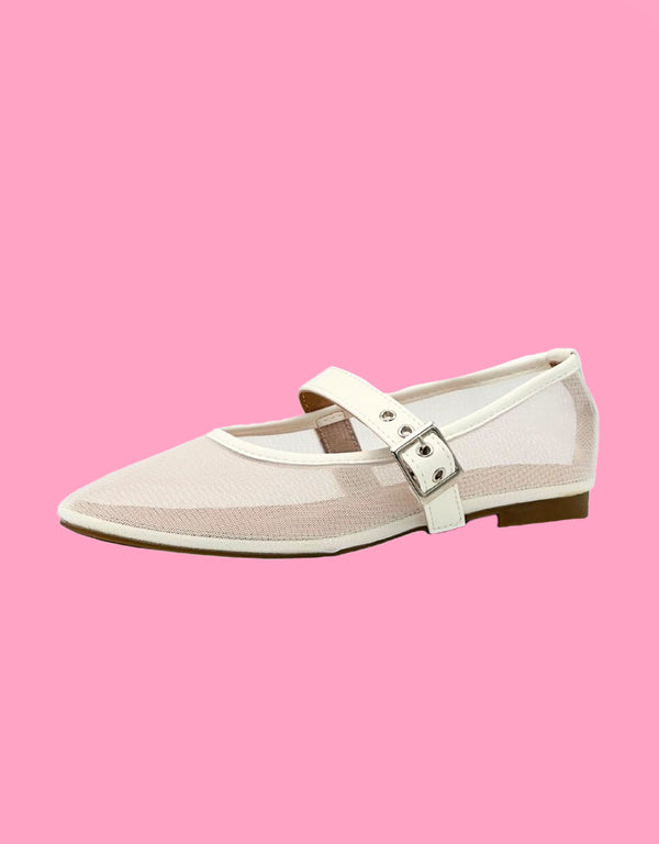 mesh mary jane flats