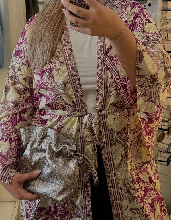 Multicolor printed kimono