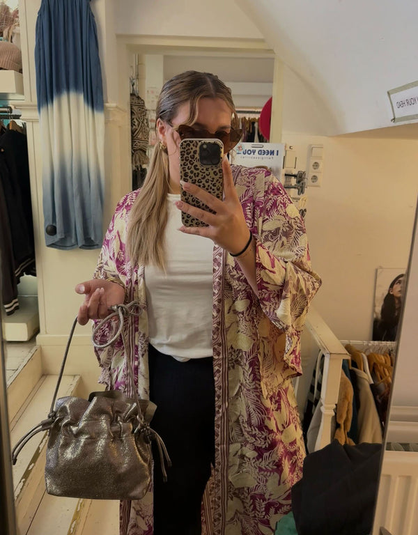 Multicolor printed kimono