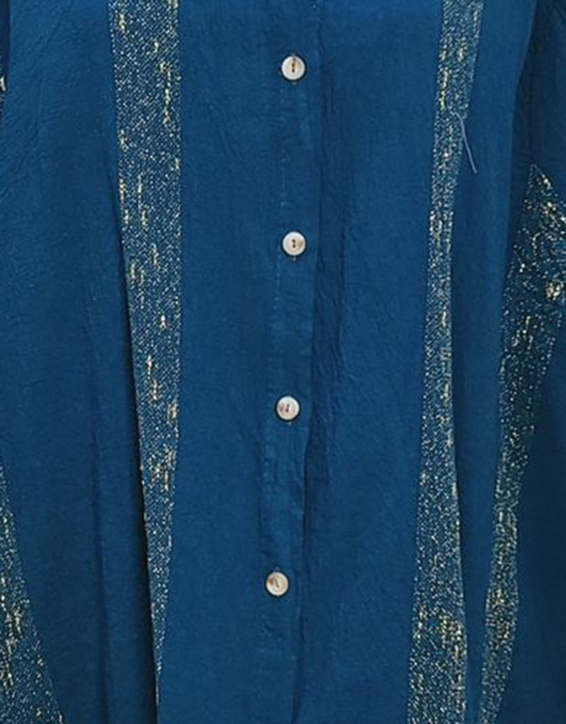 Metallic stripe cotton shirt
